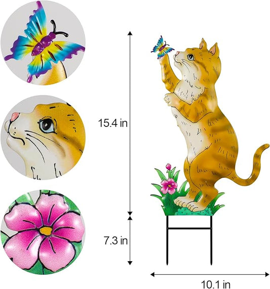 Decorative Garden Stakes with cat Design,Ideal for Cat Lovers for Yard Art, Outside, Patio, Outdoor Decor, Garden Decorations, Lawn Ornaments