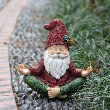 Smadeer Garden Yoga Gnome Statue, Outdoor Gnomes Figurine with Solar Lights, Knome in Yoga Pose for Garden Decor, Elf Sculptures and Statues for Patio Lawn Yard