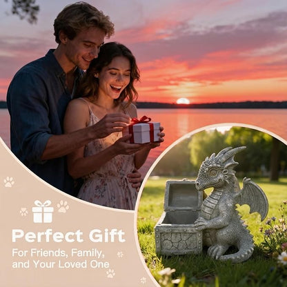 Solar Dragon Statue Light - Resin Garden Decor Sculpture, Weatherproof & Auto-On, Perfect for Lawn, Patio, Yard, (Birthday/Christmas/Valentine’s/Thanksgiving)