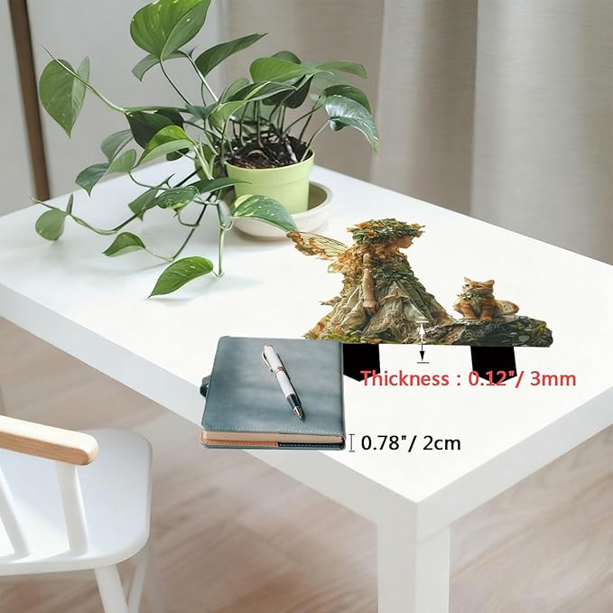 Flower Fairy Garden Stake Decor, 2D Flat Acrylic Elf Garden Sign with Stake, Fairy with Magic Sign for Indoor Outdoor Yard Lawn Balcony Pot Plants (Flower Fairy and Cat)