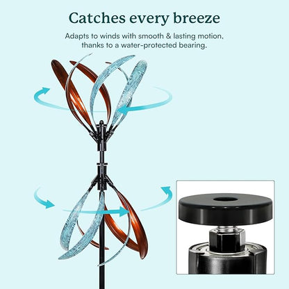 Wind Spinners Outdoor – Metal Large Wind Spinner with Stake for Yard and Garden, Garden Wind Sculptures & Spinners, Ideal Gift for Family (13'' W x 70.5'' H)