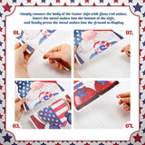 Umigy 3 Pcs 4th of July Yard Decor 32 x 10 Inch Outdoor Independence Day Gnome Yard Sign with Stakes Patriotic Red Blue White Lawn Garden Decoration United States 250th Anniversary Decor