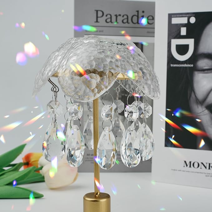10pcs Crystal Sun Catcher, 38mm Hanging Clear Teardrops Crystals Chandelier Parts Prisms Pendants with Hook for Windows Lamps and Lanterns Party Birthday Decorations Home Decor (Clear Teardrop)