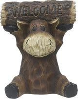 Hi-Line Gift Ltd Moose Cub Holding Welcome Sign Garden Decor