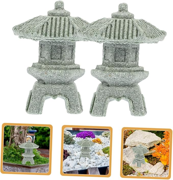 Yardwe 6pcs Stone Pagoda Statue for Garden Decor Micro Landscape Ornament Home Decoration