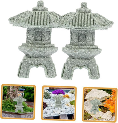 Yardwe 6pcs Stone Pagoda Statue for Garden Decor Micro Landscape Ornament Home Decoration