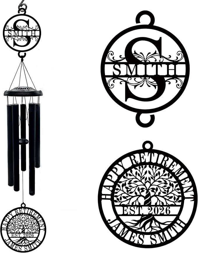 Personalized Retirement Gifts for Women Men - Custom 37" Tree of Life Wind Chimes with Name & Dates, Inspirational Retirement Gift for Teacher Nurse Coworker, Unique Garden Memorial Decor