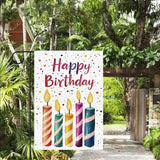 Gkyygk Happy Birthday Welcome Banners Garden Flag Double Sided 12x18 Inches Farmhouse Holiday Outside Decorations Burlap Yard Flag