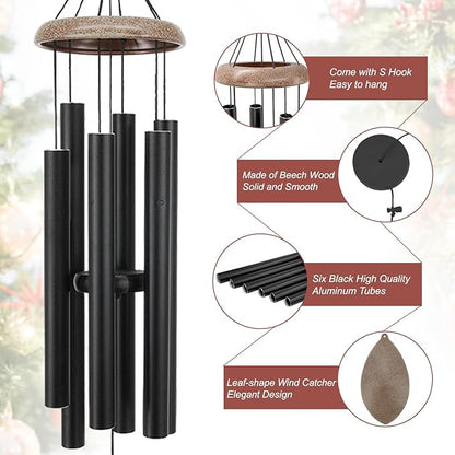 Wind Chimes for Outside, All Metal Tuned Wind Chime Outdoors, Sympathy & Memorial Wind Chimes for Mom Dad, Leaf Design, Box Included