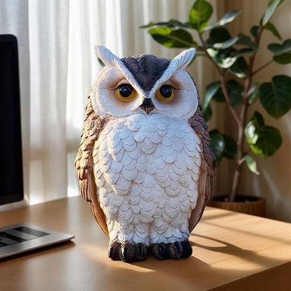 Owl Statue Garden Decor, Resin Waterproof Halloween Indoor Outdoor Lawn Yard Patio Office Living Room Decoration Gifts for Mom Women (8.3 Inch)