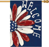 AVOIN colorlife Patriotic 4th of July House Flag 28x40 Inch Double Sided Outside, Memorial Day Floral Welcome Daisy Yard Outdoor Decoration