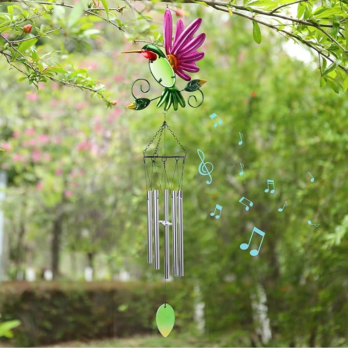 MUMTOP Hummingbird Wind Chimes for Outside, Metal Deep Tone Memorial Sympathy Wind Chime Windchimes for Patio, Outdoor,Garden,Yard,Window,Home Decor or Gifts for Women