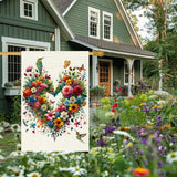 Colorful Floral Love Hearts Garden Flag 28X40 Inch Double Sided Small Burlap Birds Flowers Butterflies Outdoor Decorations Spring Summer Garden Flags Patio Yard Outside Decor
