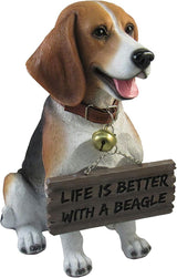 DWK Front Porch Dog Outdoor Welcome Sign Decorative Statue | Cute Dog Welcome Sign for Front Porch Standing | Decorative Garden Statues - Beagle