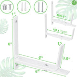 HFHOME 2 PCS Adjustable Planter Box Brackets (6 to 12.5 in), Universal Window Box Brackets, Heavy Duty Metal Flower Box Wall Mounting Hooks for Balcony, Fences, Patio, and Garden - White