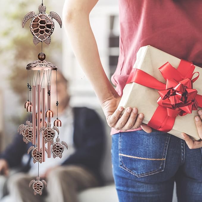 Choha Sea Turtle Wind Chimes for Outside, Metal Windchimes Outdoors Clearance, Memorial Wind chime with S Hook for Patio Garden Decor，Unique Gift for Mom Grandma