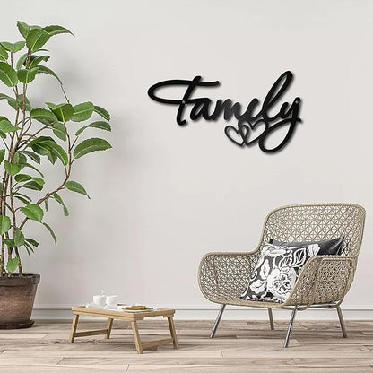 CREATCABIN Family Metal Wall Art Decor Black Wall Silhouette Hanging Decor Iron Wire Wall Art Sculpture Decoration Sign Cut Out Minimalist Blessed Ornament for Farmhouse Indoor Outdoor Home 6 x 12Inch