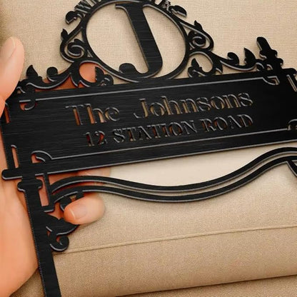 Personalized House Signs for Outside Metal Garden Stake Gift for Family - Custom Family's Name Address Signs for Yard Classic Black - Welcome Home Yard Decorations - Monogram Custom Yard Sign