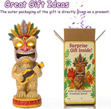 Solar Tiki Garden Statue with LED Eyes Outdoor Resin Ukulele Player Yard Decor Solar Light Hawaiian Style Lawn Ornament for Patio Porch Tiki Bar Decor Best Gift for Tiki Lovers