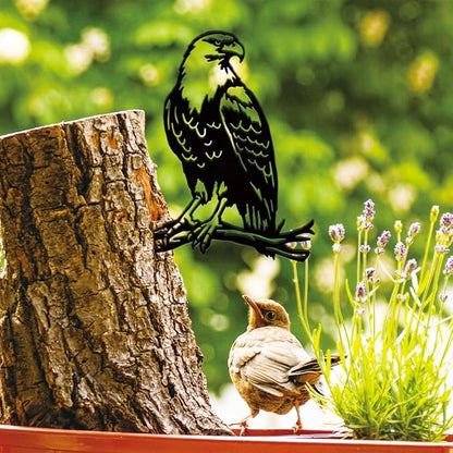SUPERDANT Metal Eagle Garden Decor Bird Outdoor Garden Ornament Black Silhouette Tree Decor Animals Metal Yard Stakes Decorative Gardens Yard Art for Lawn Patio Gift for Gardeners