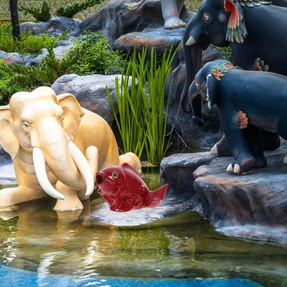 Ceramic Carp Fountain Spray Nozzle Garden Outdoor Decorative Pond Fish Statue Water Spout Accessory for Yard Patio 4.33X3.14X2.83In