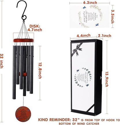 Memorial Wind Chimes for Loss of Mother or Father – Personalized Sympathy Wind Chimes for Outside, Bereavement Gifts for Loss of Loved One, Unique Outdoor Remembrance Gifts