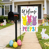 Welcome Easter Garden Flag 12x18 Inch Double Sided Easter Eggs Bunny Garden Flags for Outside, Spring Seasonal Decorations, Cute Rabbit Yard Lawn Flags for Holiday Farmhouse Outdoor Decor (Burlap)