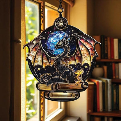 Tairn Dragon Stained Faux Ornament Fourth Wing-Inspired Acrylic Christmas Perfect Fantasy Lover and Bookworm Sun Catchers Acrylic Windown Suncatchers for Windows