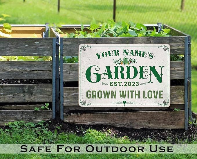 Personalized Metal Signs with Name Made in USA Custom Vintage Garden Sign Waterproof Vintage Decorative Metal Print for Wall Decor Customized Home Garden Ideas Gifts Artwork Prints for Yard Ourdoor