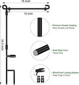 HOOSUN Garden Flag Stand, Premium Garden Flag Pole Holder Metal Wrought Iron Powder-Coated Weather-Proof Paint (2 Pack) with Tiger Clip and Spring Stoppers