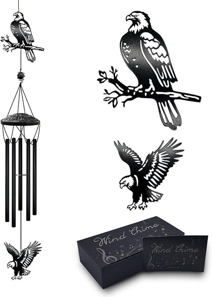 40" Large Bald Eagle Wind Chimes for Outside - Deep Soothing Tone Premium Metal Hanging Decor for Garden, Porch, Balcony. Perfect Housewarming Gift for New Home, Dad, Mom & Family