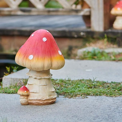 Mushroom Decor Fairy Garden Accessories - Outdoor Garden Decor Mushrooms Ornament for Garden Decoration Garden Gnome's Favorite Mushroom Statues (12.2” Red)