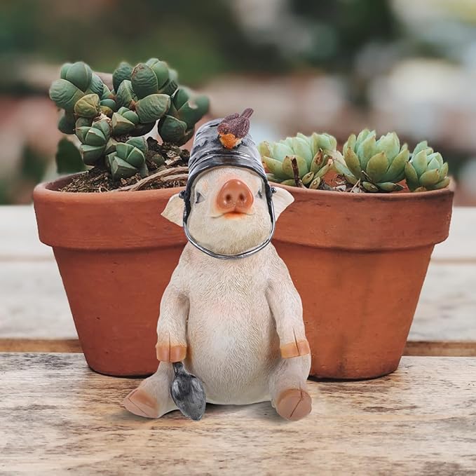 Decorative Lights Garden Landscape Ornament Pig Statue Ornament Garden Adornment Courtyard Resin Adorn Resin Statue Pig Statue Adorn Craft Ornament Adornment