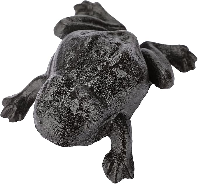 JUXYES Frog Cast Iron Key Hider - Outdoor Small Garden Statue & Indoor Decoration Box for Key, Jewelry & Trinkets