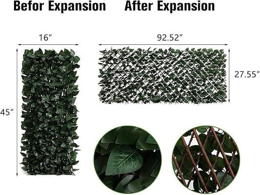 DOEWORKS Expandable Fence Privacy Screen for Balcony Patio Outdoor, 1PC Faux Ivy Fencing Panel for Backdrop Garden Backyard Home Decorations