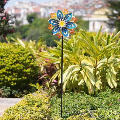 DREAMYSOUL Outdoor Metal Wind Spinner, 13 Inches Dia Hollow Pattern Wind Mills, Kinetic Wind Spinners for Yard Garden Outside Patio Lawn Decor
