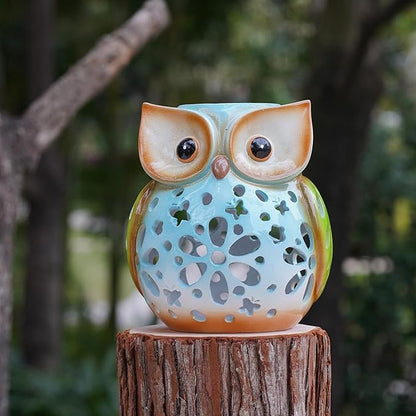 Solar Owl Garden Statue Resin Outdoor Decor Solar Lantern Light for Patio, Lawn, or Yard Decorative Lighting Gift for Women, Teachers, Kids, Birthday Housewarming