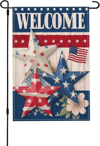 4th of July Garden Flag Seasonal Double Sided 12 x 18 Inch Small Yard Flag for Indoor Outdoor Decor Holiday All Seasons