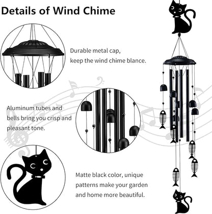 Cat Wind Chimes for Outside, Cat Lover Gifts for Women Men Mom Grandma Birthday Festival, 37" Windchimes Hanging Outdoors Garden Decor, Home Patio Garden Porch Yard Decorations