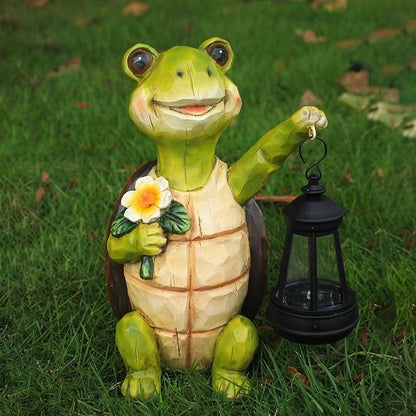 Garden Statue Outdoor,Solar Turtle Decor Lights,Resin Figurine Turtle with Solar Light for Patio,Balcony,Yard,Lawn Ornament,Perfect Garden Gift (Turtle 1)