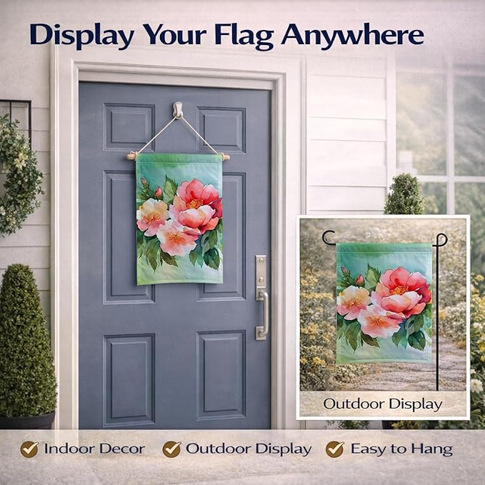 Caroline's Treasures Georgia Cherokee Rose in Watercolor Garden Flag Mailbox Flag Decorative Yard Flag Banner Outside Patio Artwork Yard Flower Beds, Garden Size, Multicolor