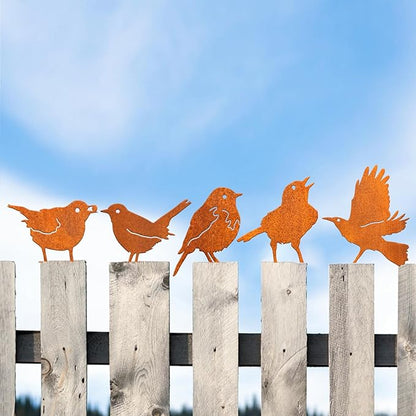 Rusty Bird Silhouette with Rusty Patina Birds Decoration Lifelike Metal Birds Garden Ornaments Silhouette Simulation Bird Figurine Rustic Outdoor Patio Yard Adornment, general
