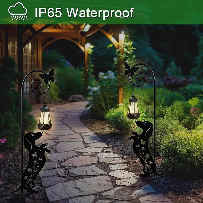 Dog Solar Lights Outdoor Decoration,Dachshund Gifts for Women,Solar Lantern Silhouette Animal for Yard,Pathway,Lawn Ornament Garden Stakes
