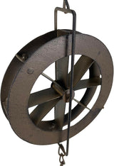 Things2Die4 78-Inch Metal Rain Chain with 6 Water Wheels & Weighted Bell, Rustic Brown Finish, Decorative Downspout Alternative for Rainwater Collection, Outdoor Garden Décor