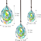 Window Hanging Crystal Prisms Sun Catcher AB Coating Rainbow Maker Glass Prisms Hanging Suncatcher Pendant for Home Garden Decor,76mm/63mm/50mm Chandelier Prism Parts, Pack of 3