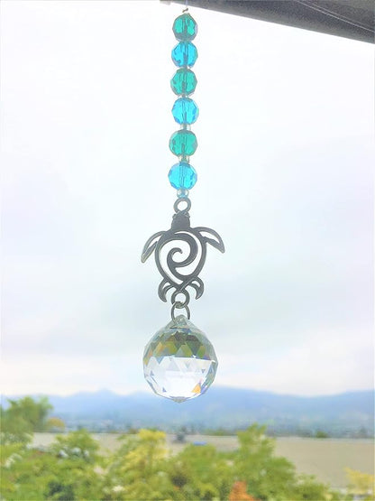 SEA Turtle Car Charm, Crystal Suncatcher, Handmade, Gift Wrapped, Mirror Decoration, Car Accessory, Sea Turtle Gift