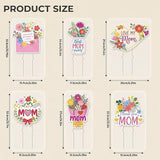 Rngmsi Mothers Day Plant Stakes Flower Pots Signs, 6PCS Happy Mother's Day Metal Garden Stakes Decorative Outdoor, Thank You Mom Yard Decor for Home Lawn Party Supplies