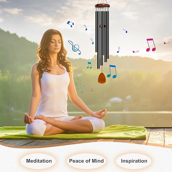 Bursvik Wind Chimes for Outside Deep Tone, 50 inch Large Wind Chimes, 6 Heavy Duty Tubes Aluminium Metal Extra Large Wind Chime, Decoration for Garden, Patio, Yard, Gift for Mother's Day(Waterdrop)