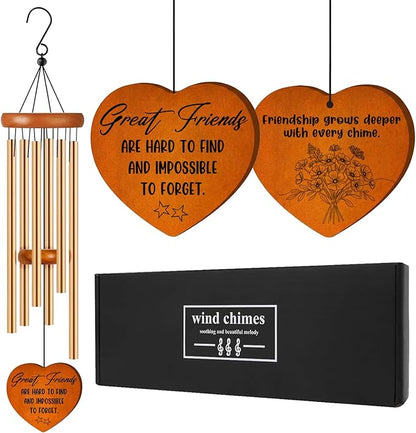 Friend Gifts for Women, 25.5" Aluminum Wind Chimes for Outside with Heart Catcher, Best Friend Birthday Gifts for Soul Sister, Bestie, Friendship Gift for Birthday, Christmas, Home Decor