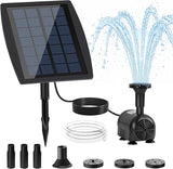 Yeomi Solar Fountain Pump for Bird Bath, 2.5W Solar Powered Water Fountain with 3 Nozzles & 1.5ft Tubing, Multi-Installation & 3-Layer Filtration for Small Pond, Garden Water Feature